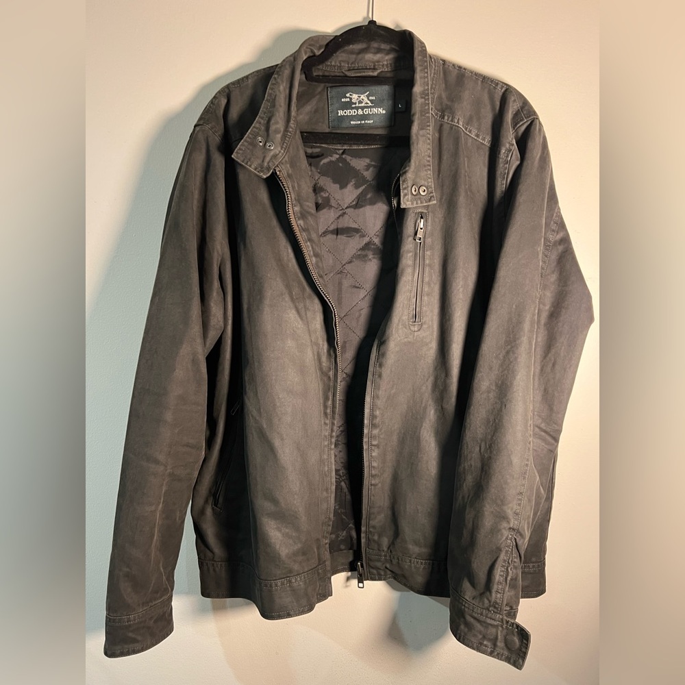 Rodd & Gunn The Jack Men's Coated Cotton Motorcycle Jacket-Large - Bracken